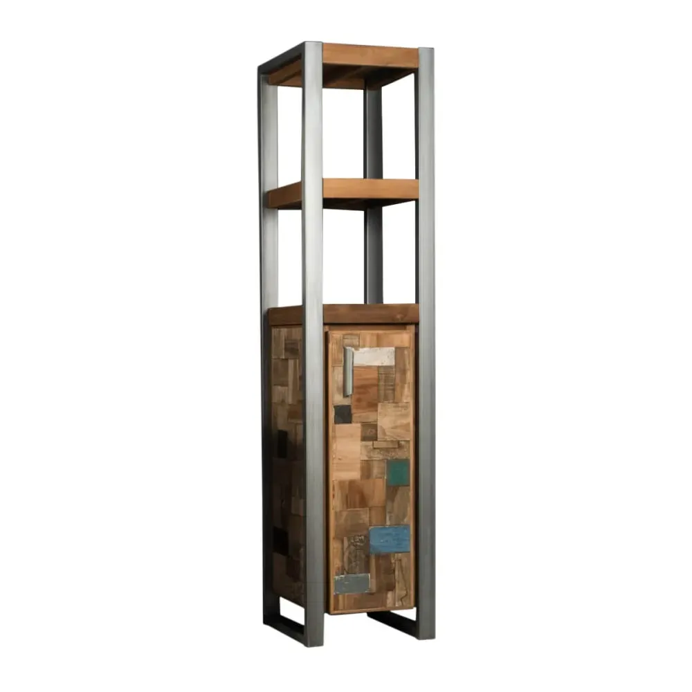 Colonne de salle de bain en teck recyclé et métal H190cm