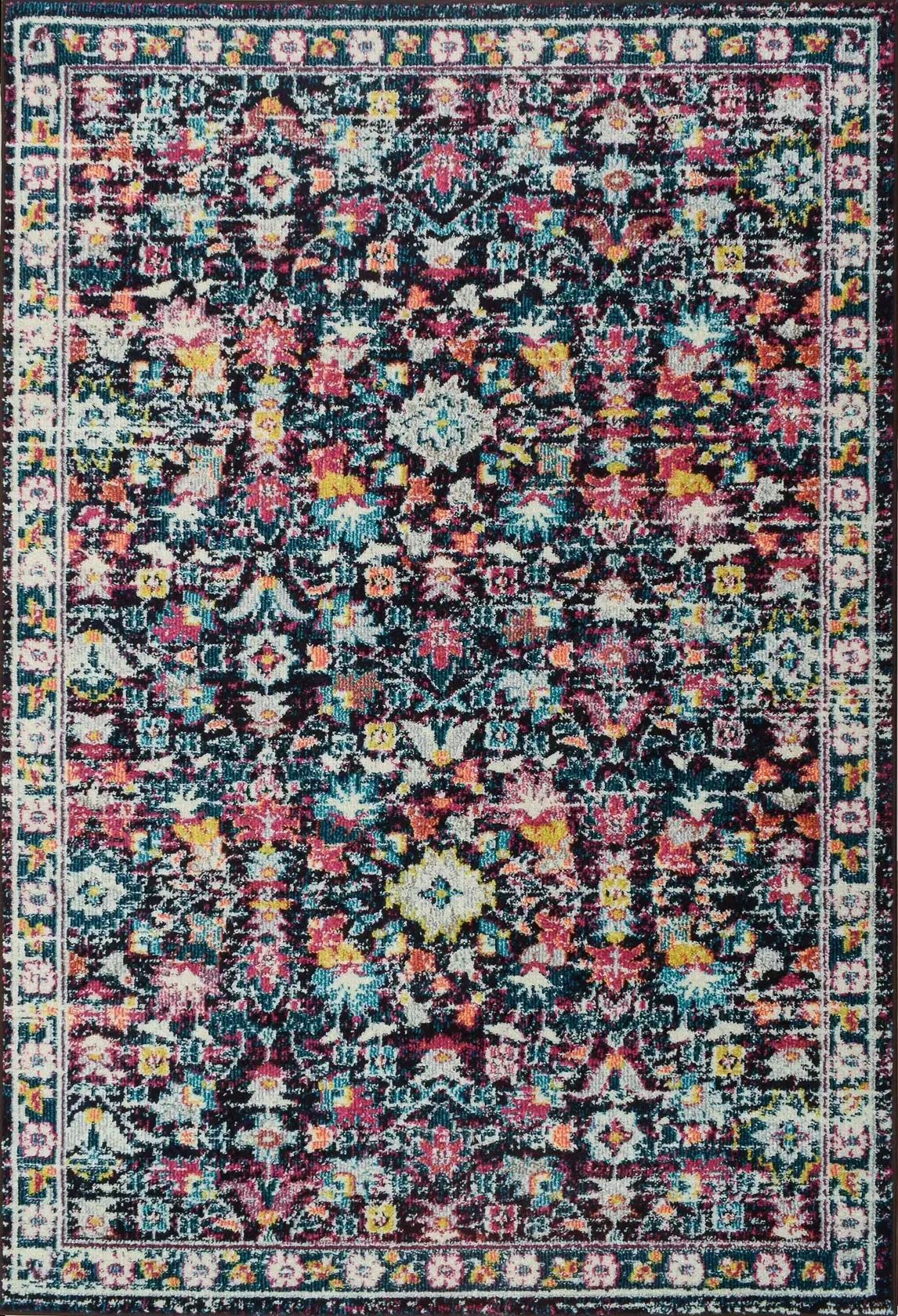 Tapis salon vintage - poils court et doux bleu pétrole 120X170