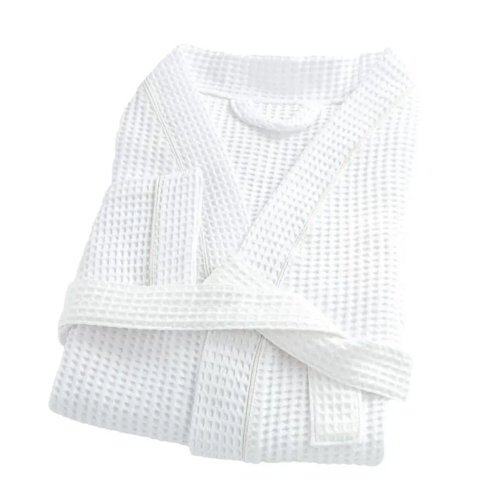 Peignoir nid d'abeille en coton blanc m