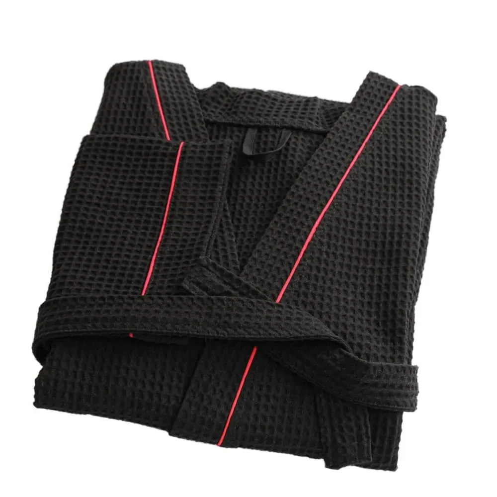 Peignoir nid d'abeille en coton noir xl