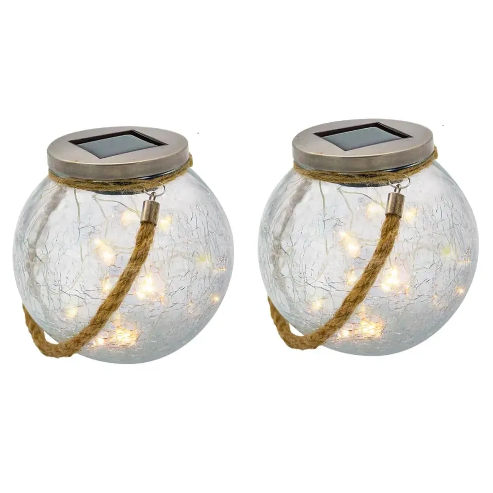 Lot de 2 boules solaires Verre Transparent H13CM