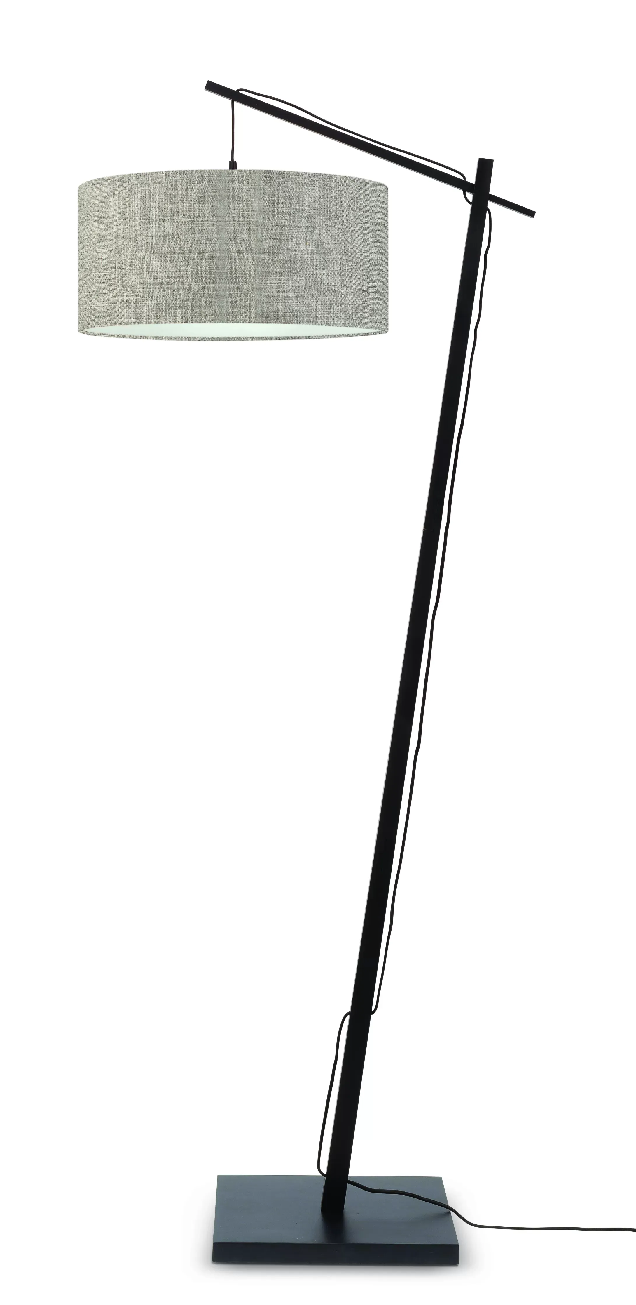 Lampadaire en bambou noir/lin H176cm