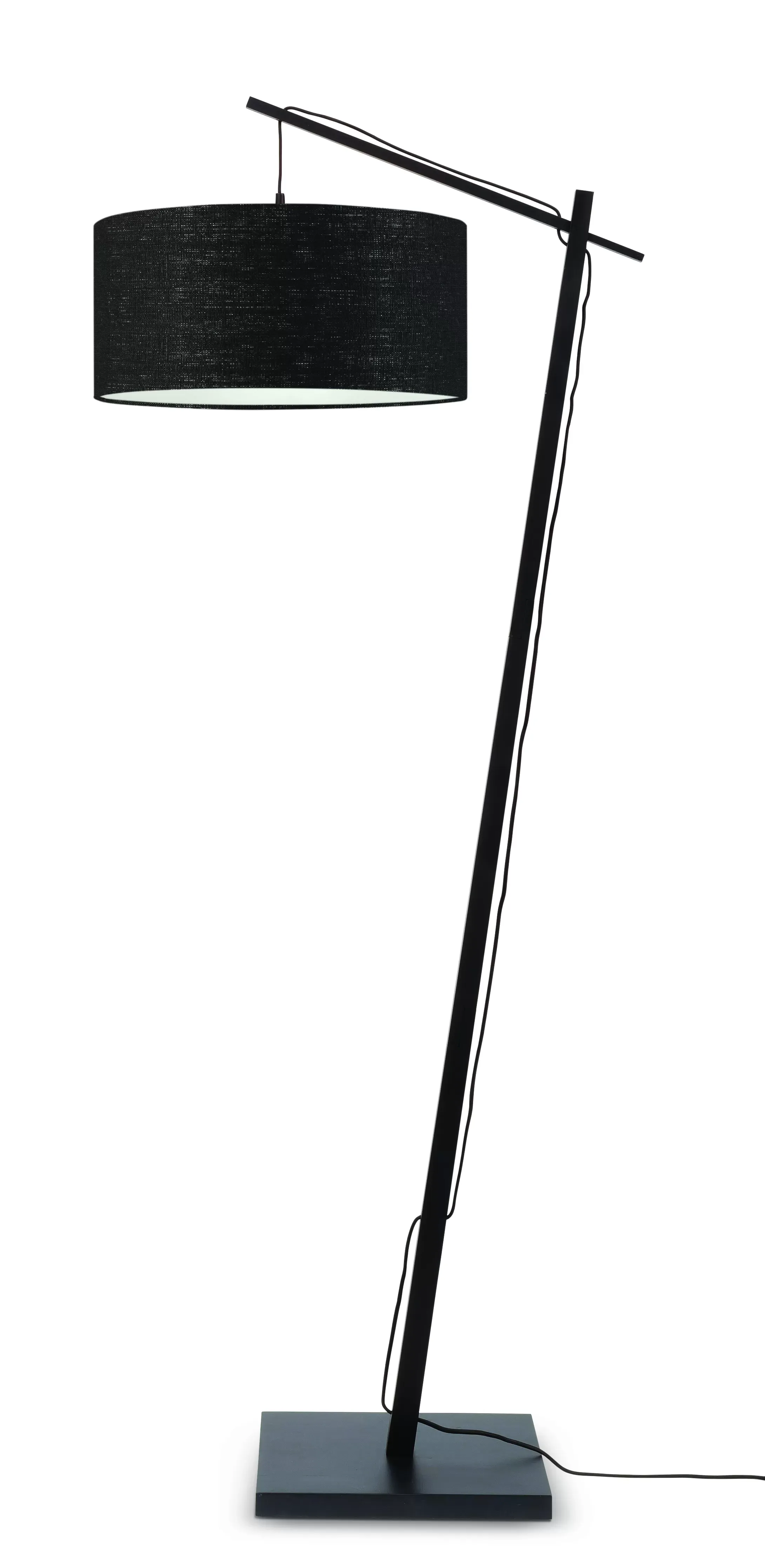 Lampadaire en bambou noir/lin H176cm