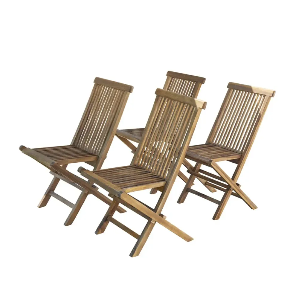 4 chaises de jardin en teck huilé massif pliantes