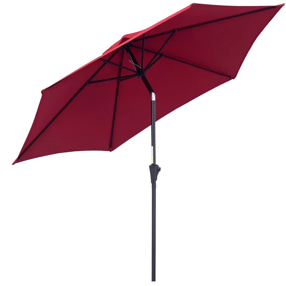 Parasol inclinable de jardin rouge vineux
