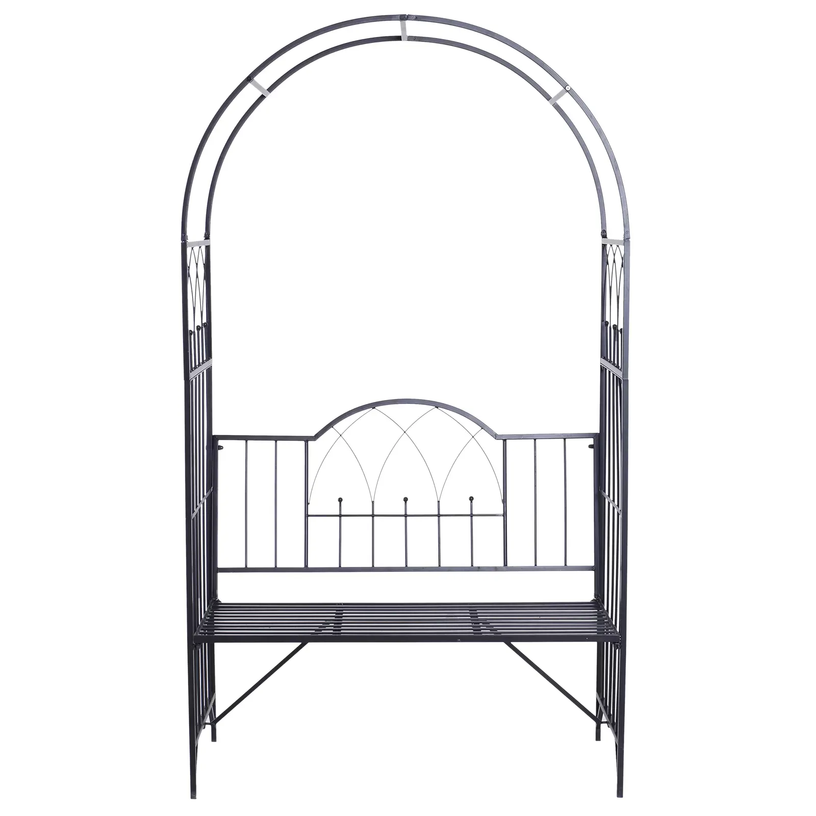 Arche à rosiers banc de jardin 3 places métal époxy noir