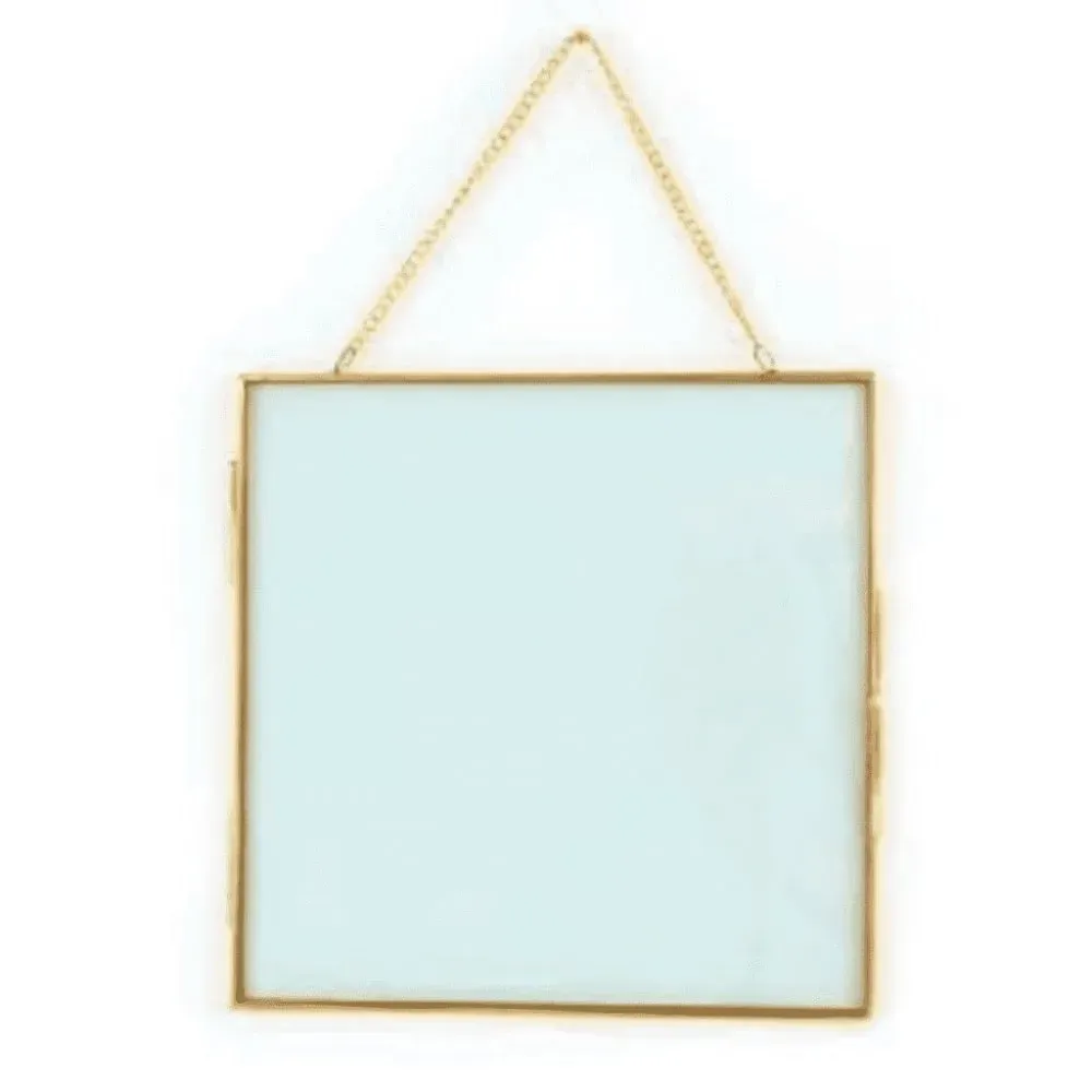 Cadre en verre vintage carré avec chaîne métallique 20x20cm