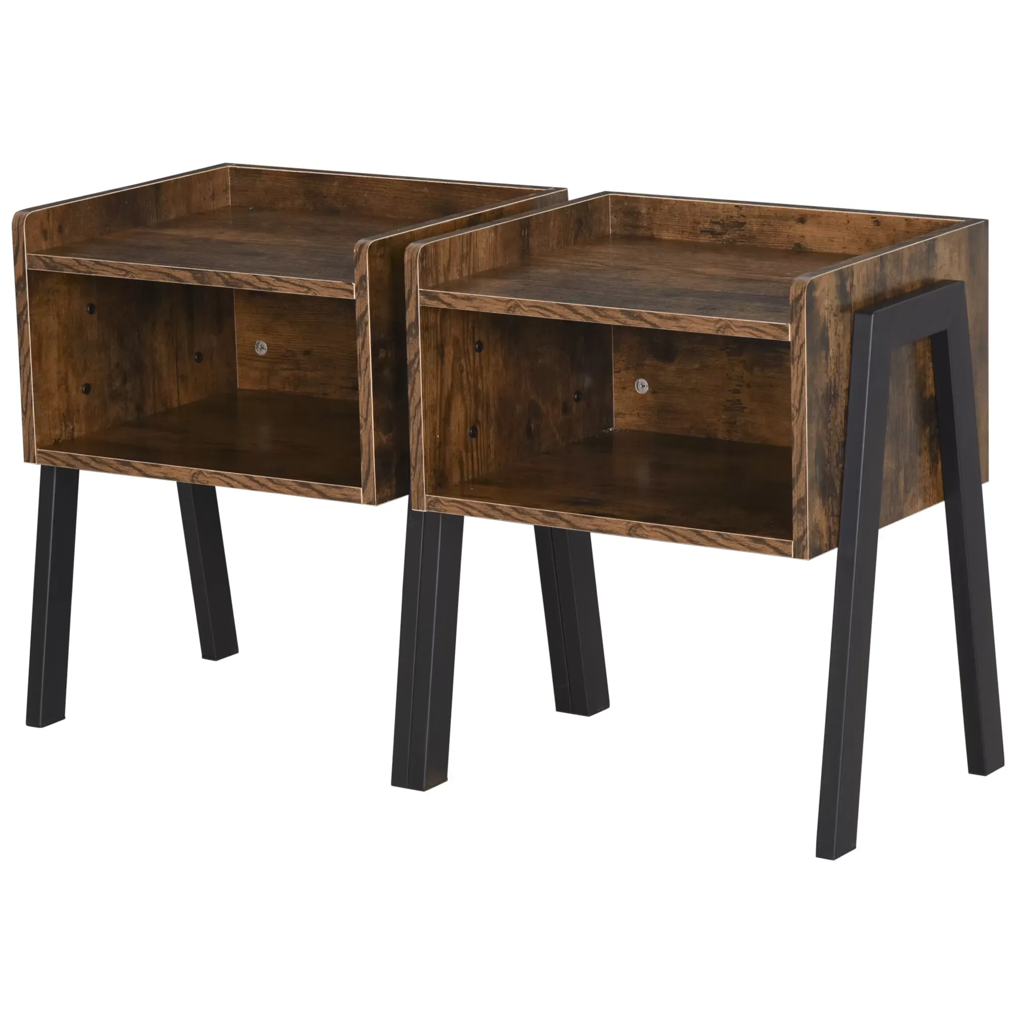 Lot de 2 tables de chevet style industriel