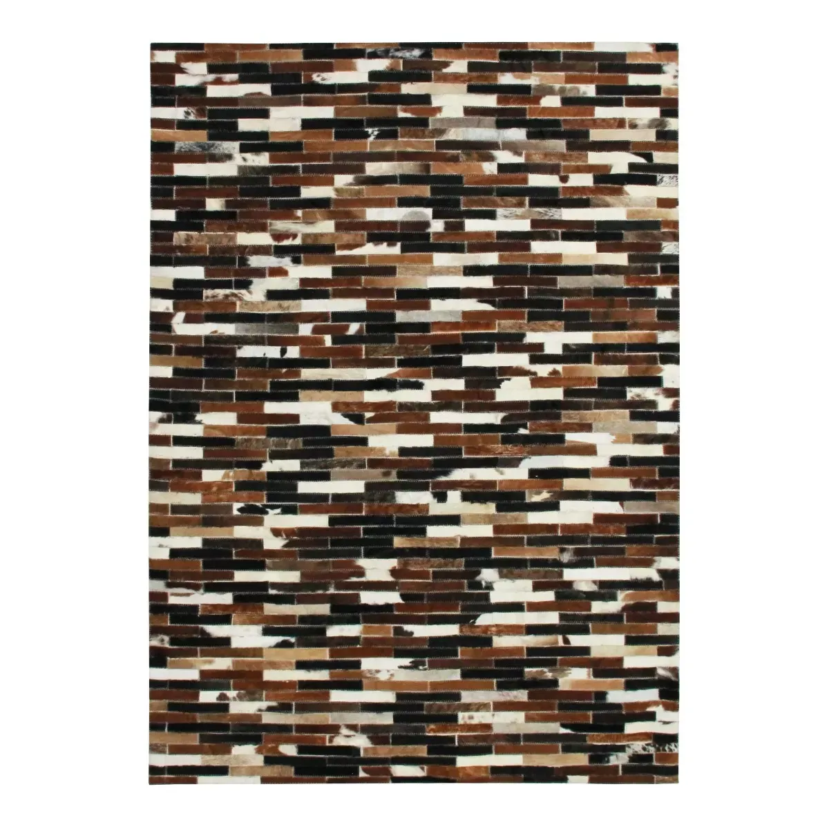 Tapis en cuir recyclé lignes marron 160x230