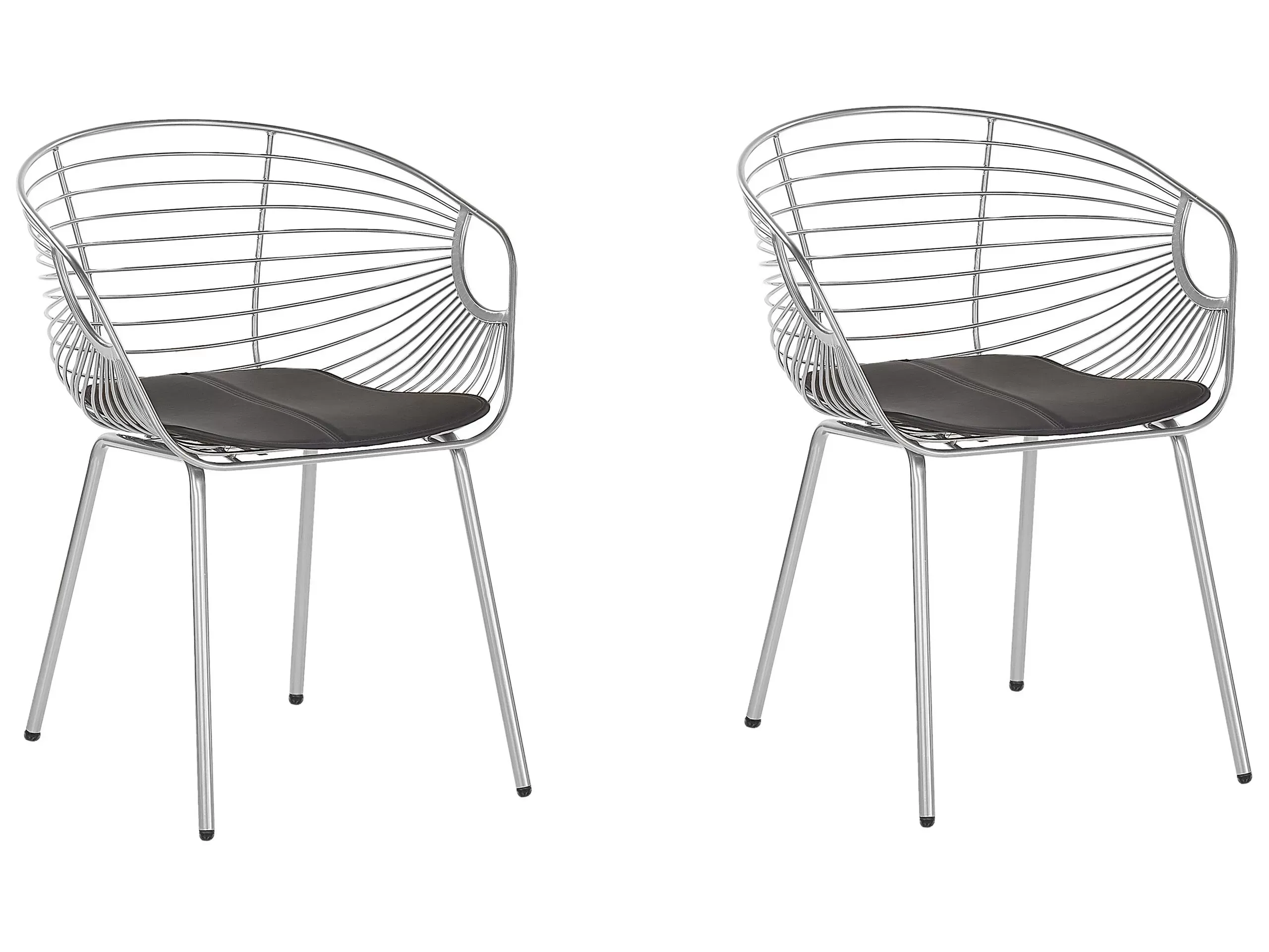 Lot de 2 chaises de salle à manger en métal argenté 60x79cm