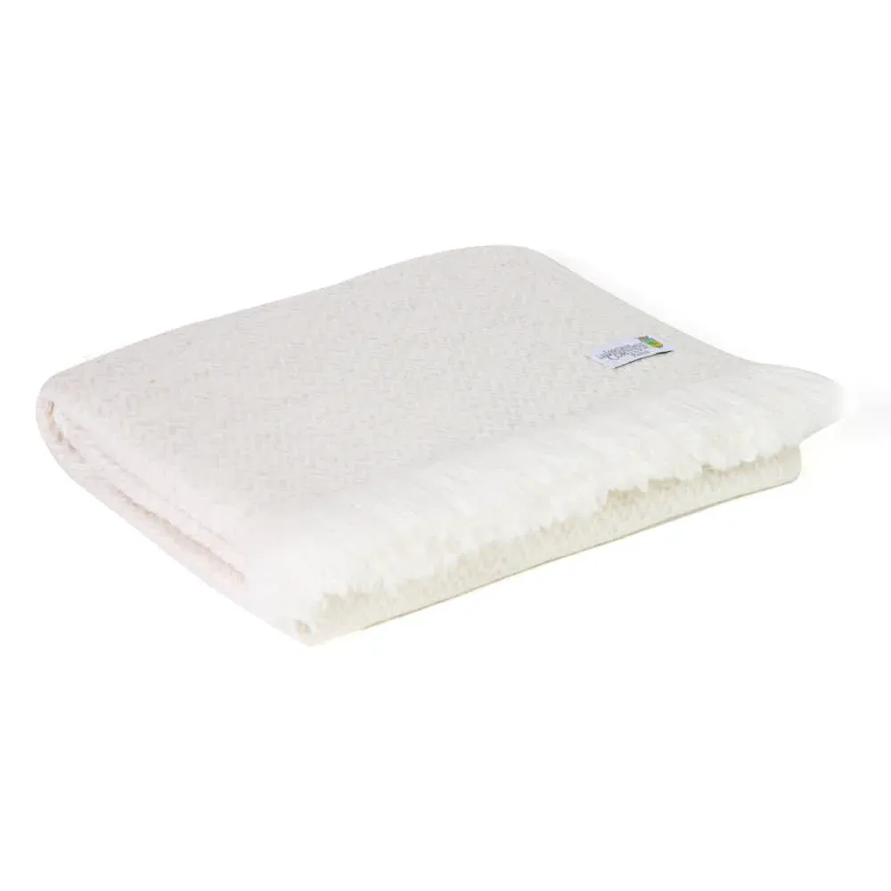 Plaid cachemire et laine chevrons beige amande 130 x 230 cm