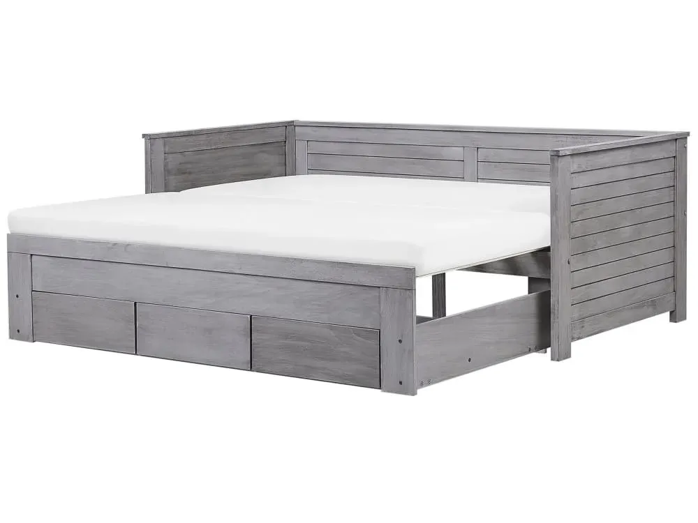 Lit gigogne en bois gris 90x200