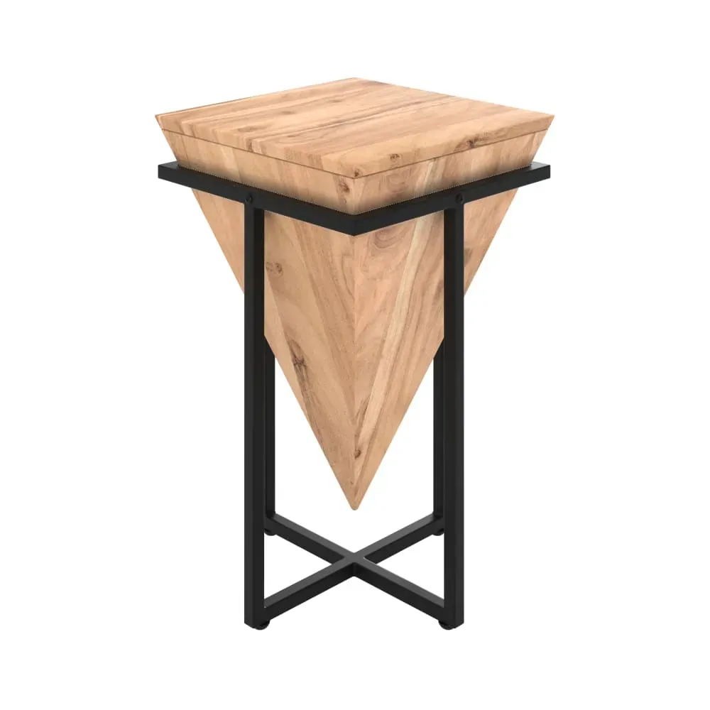 Grande sellette en bois d'acacia et métal