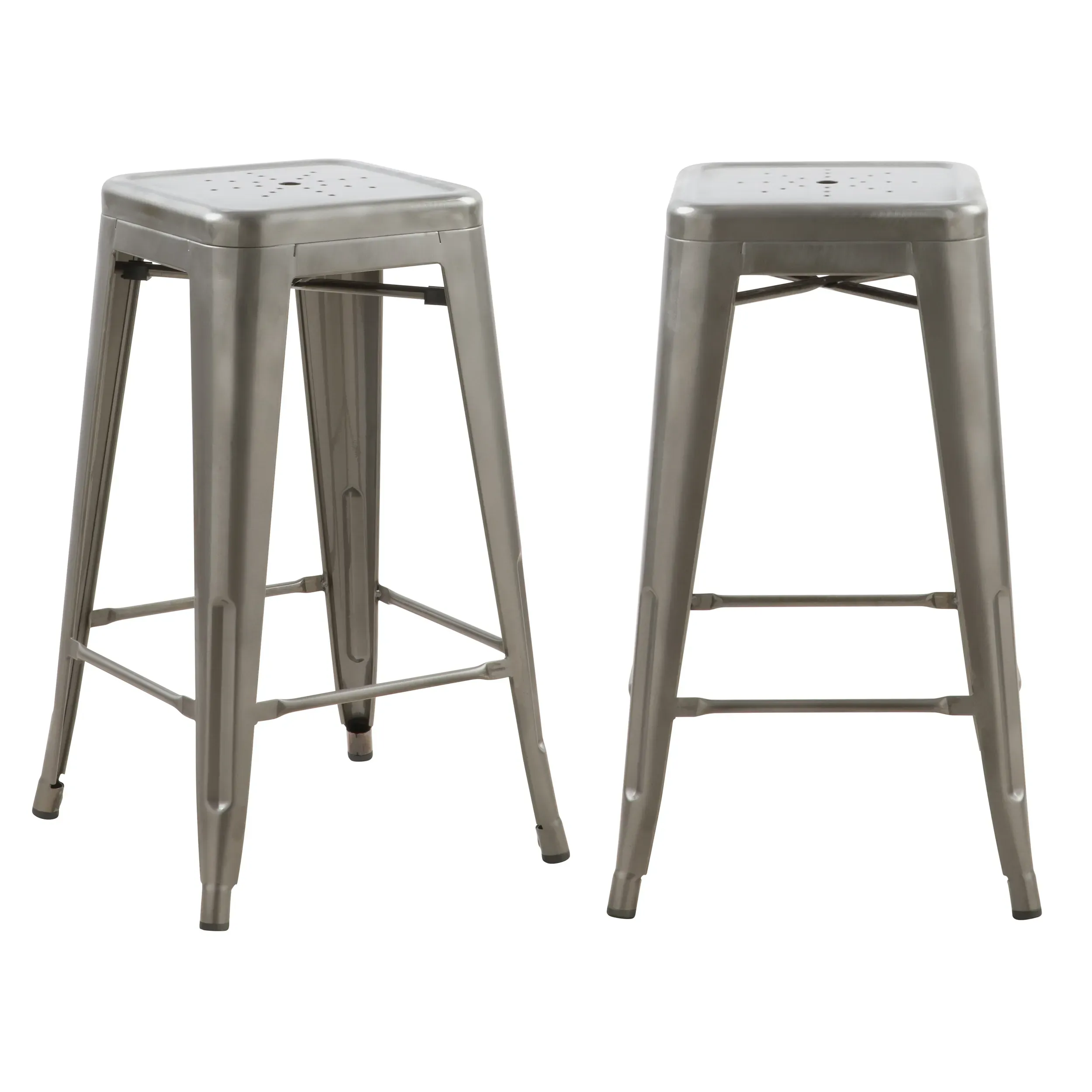 Lot de 2 tabourets pour îlot central 66 cm en métal chrome brillant