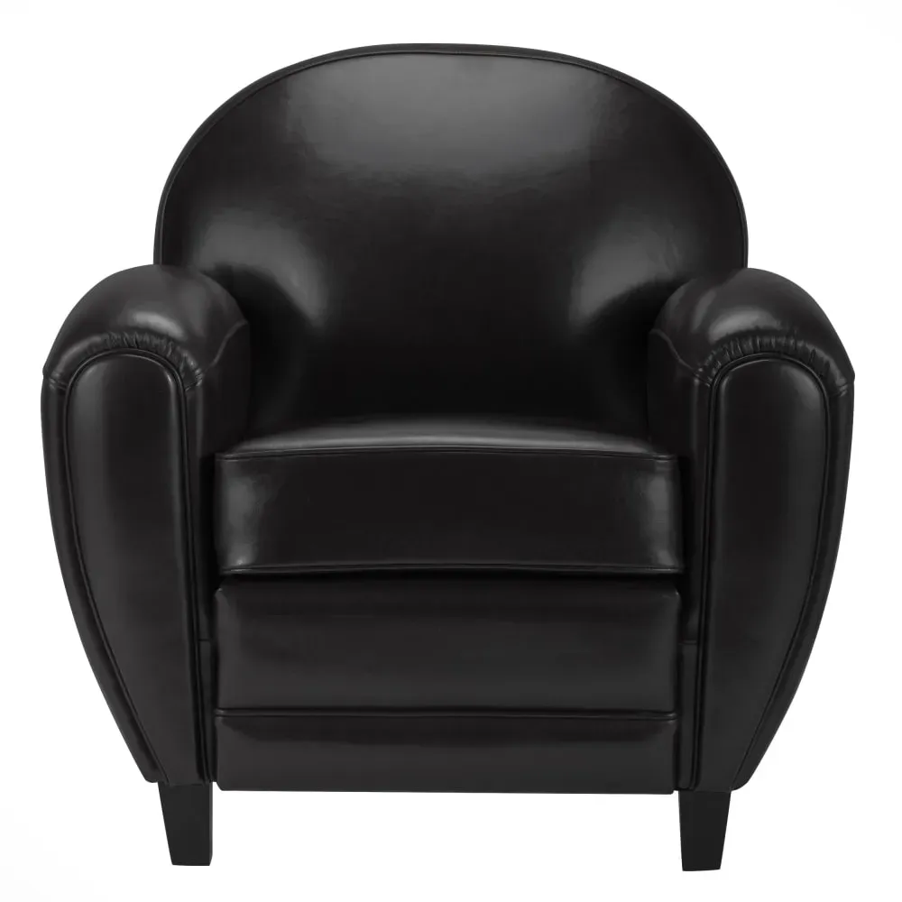 Fauteuil noir en croute de cuir enduite