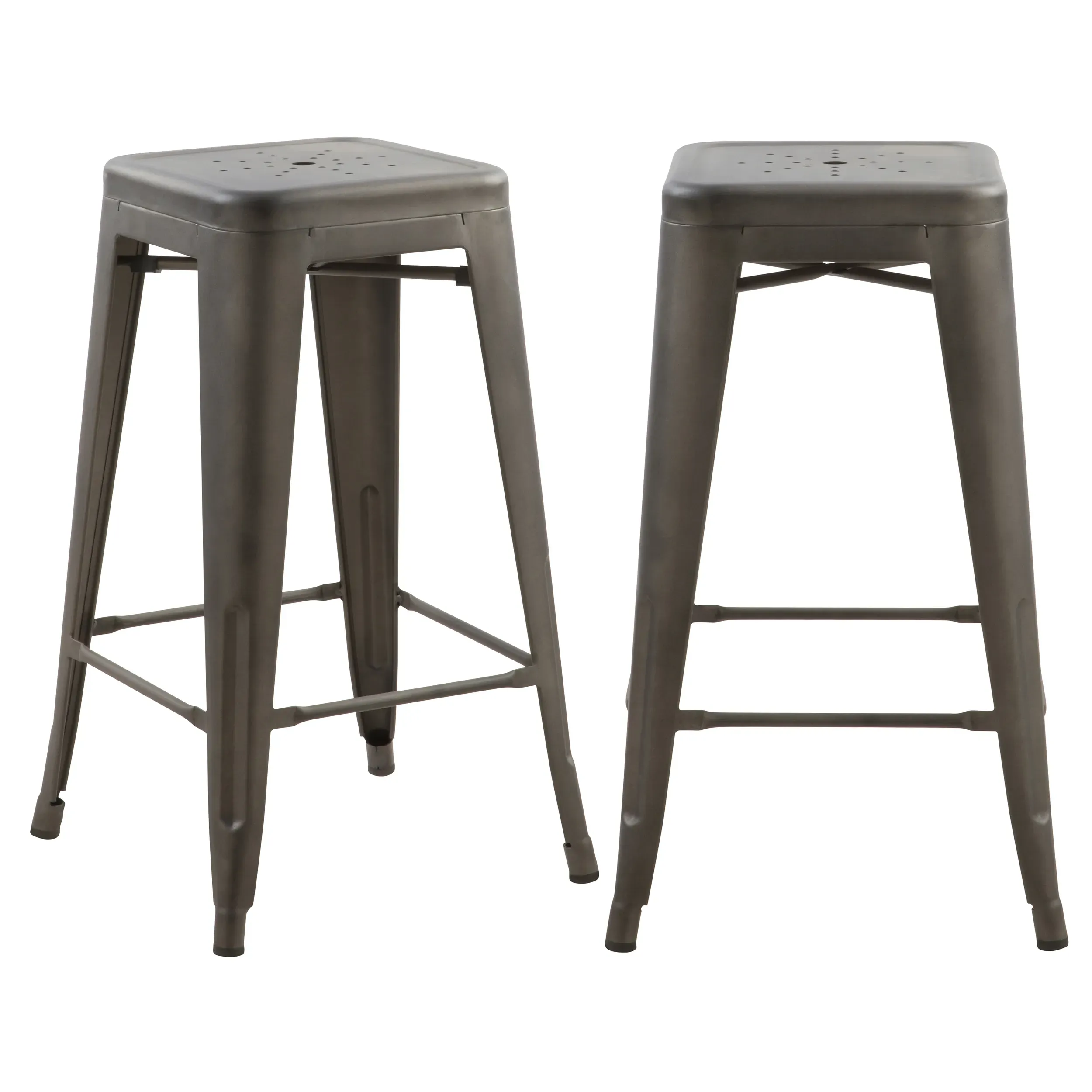 Lot de 2 tabourets pour îlot central 66 cm en métal gris mat