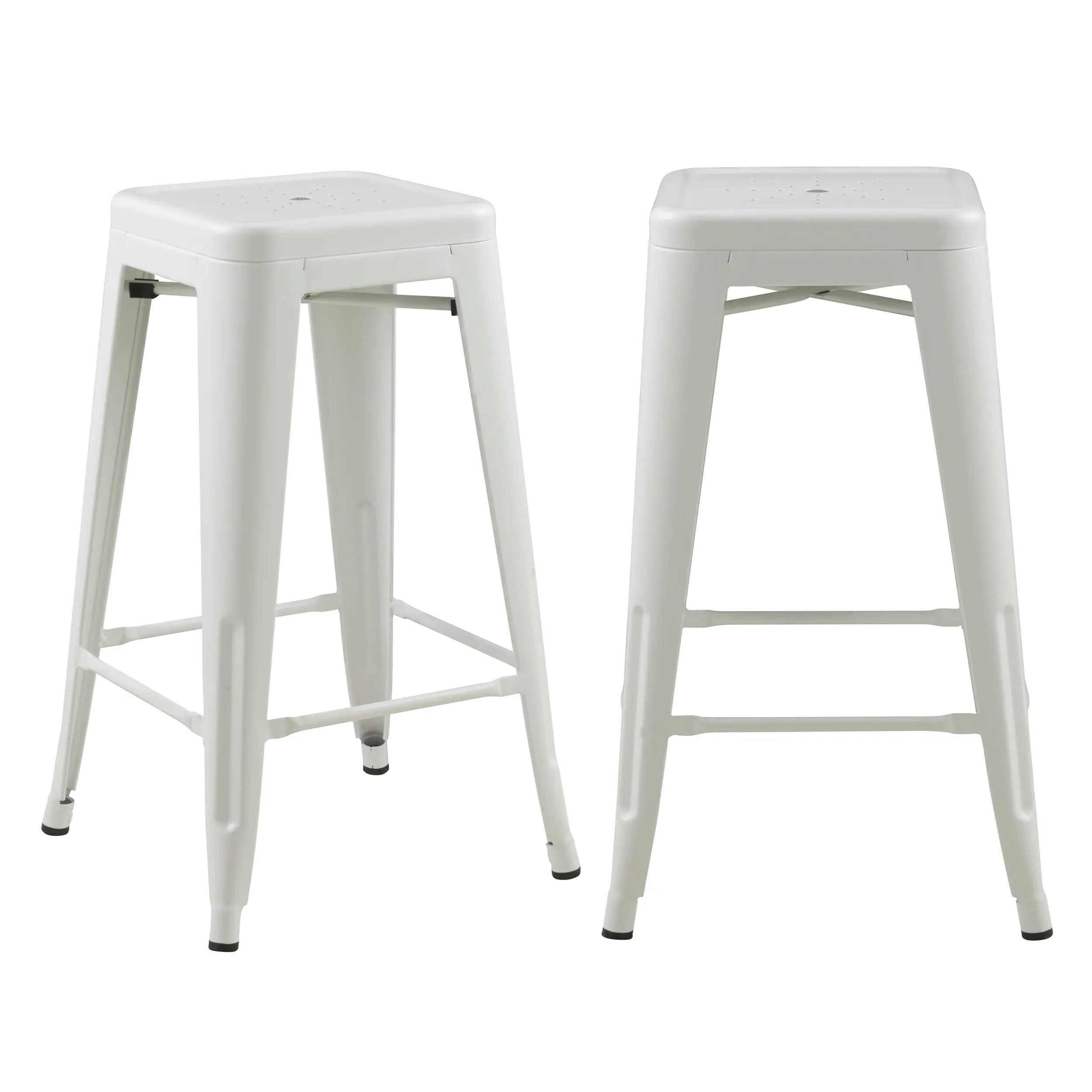 Lot de 2 tabourets pour îlot central 66 cm en métal blanc mat