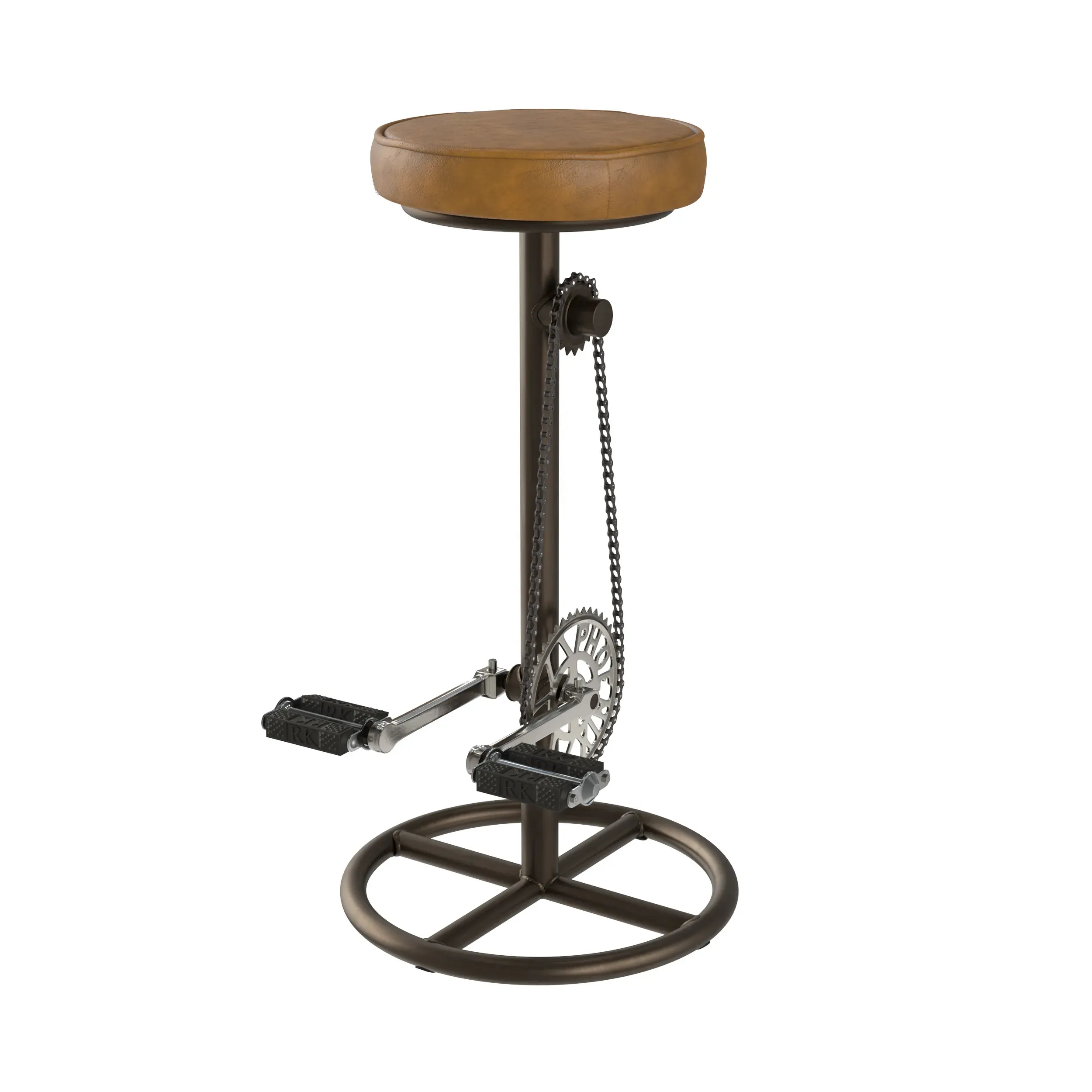 Tabouret de bar 73 cm en cuir marron