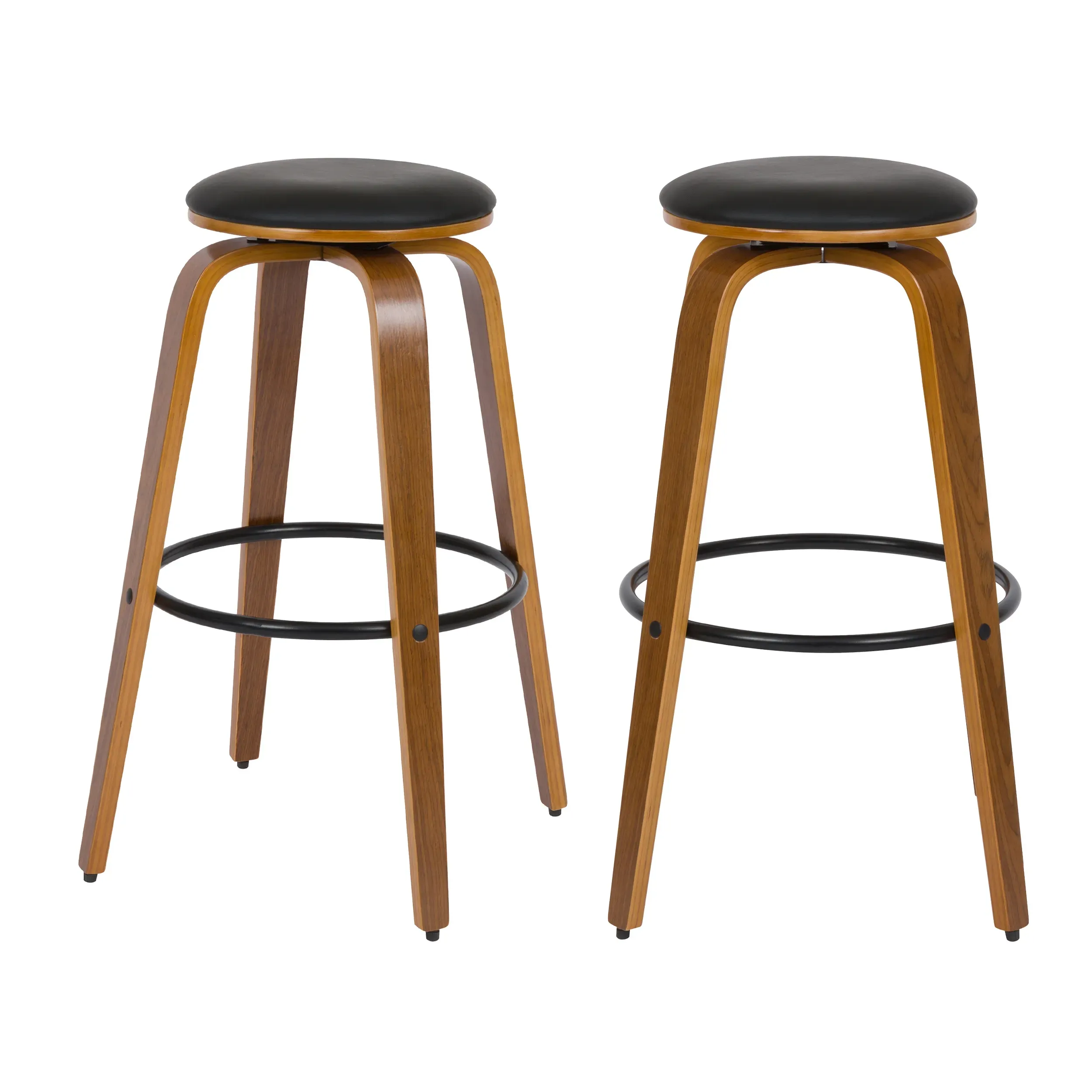 Lot de 2 tabourets de bar 78 cm en cuir synthétique noir
