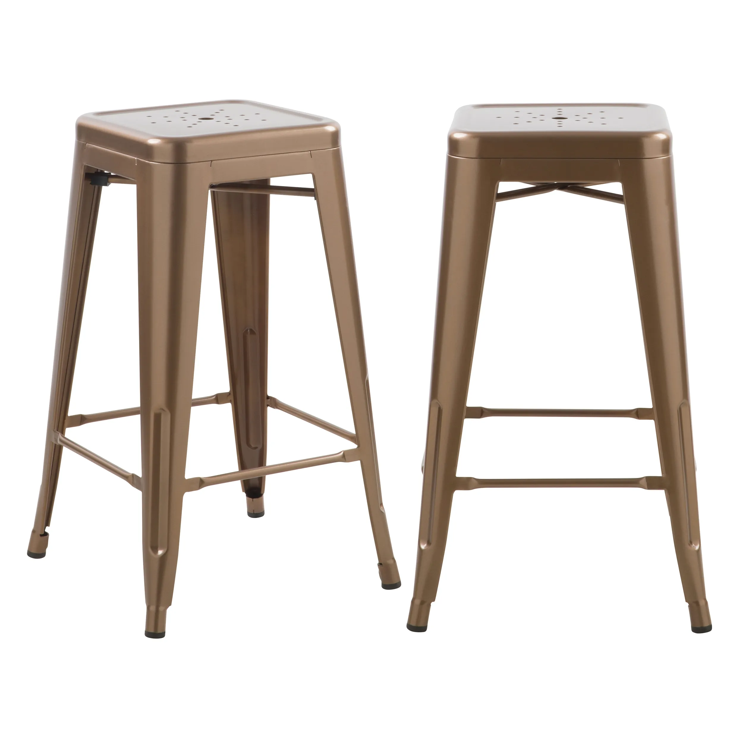 Lot de 2 tabourets pour îlot central 66 cm en métal cuivre mat