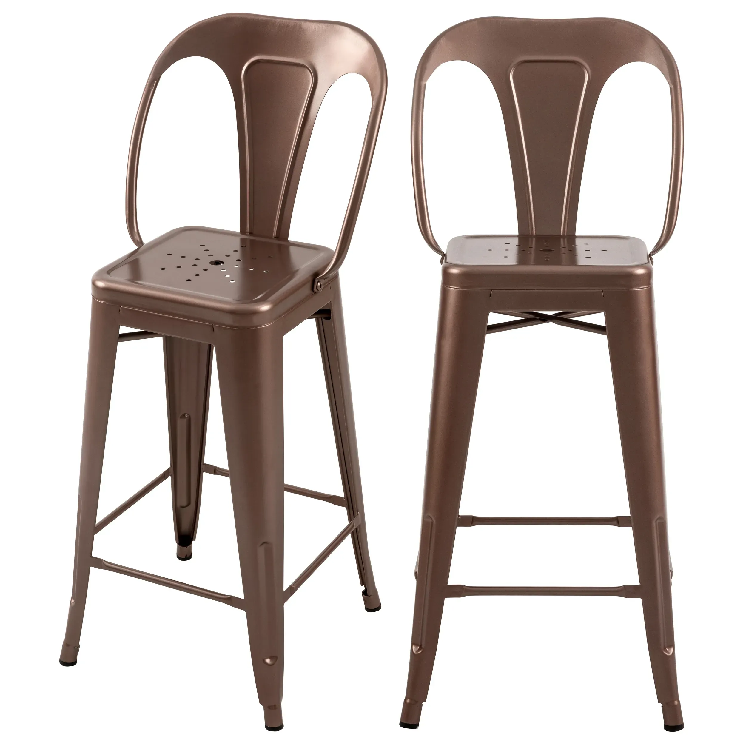 Lot de 2 chaises pour îlot central 67 cm en métal cuivre