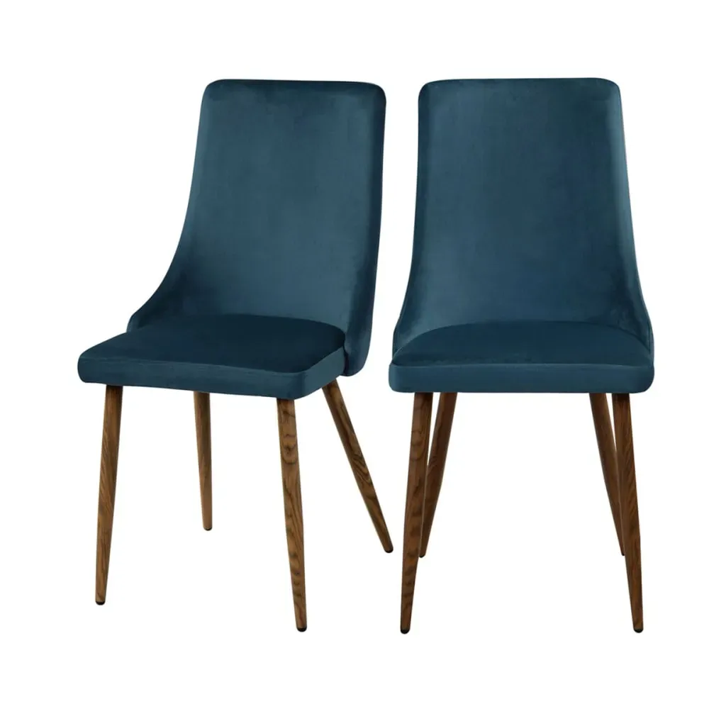 Lot de 2 chaises en velours bleu
