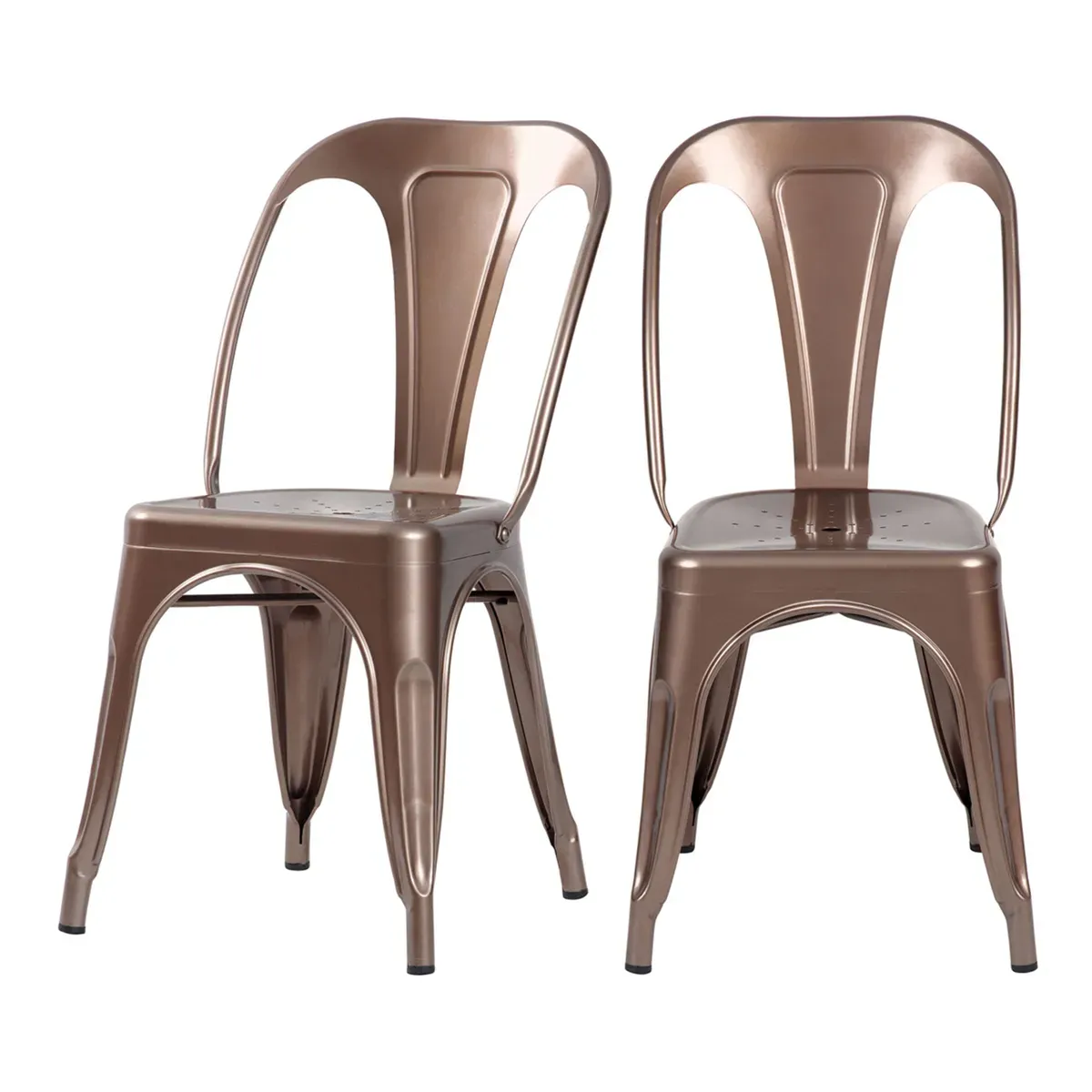Lot de 2 chaises en métal cuivre