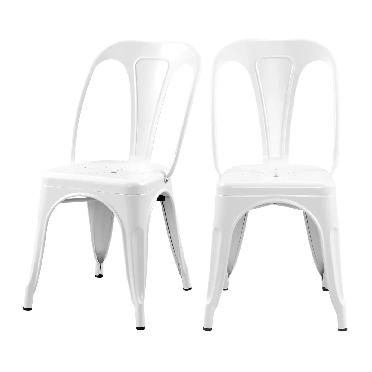 Lot de 2 chaises en métal blanc mat