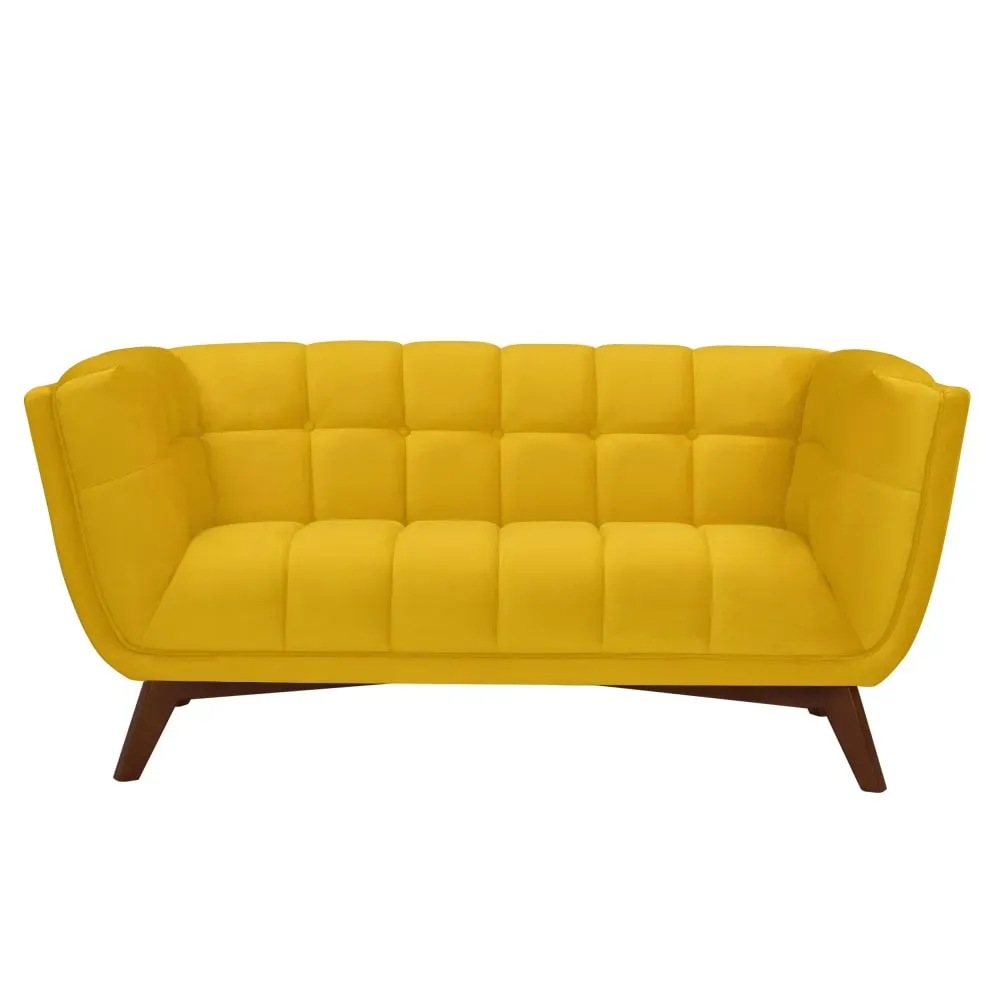 Canapé 2 places en velours jaune