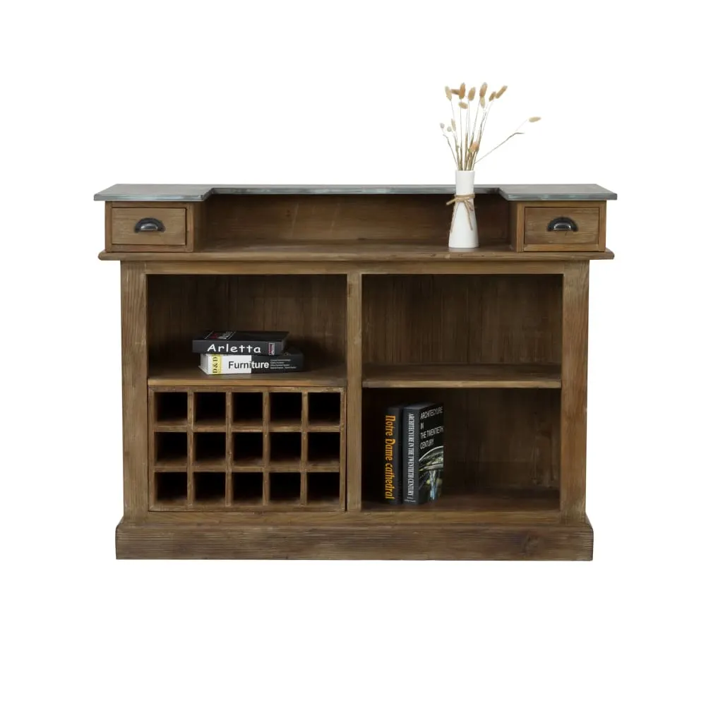 Meuble de bar en bois de cèdre recyclé et métal