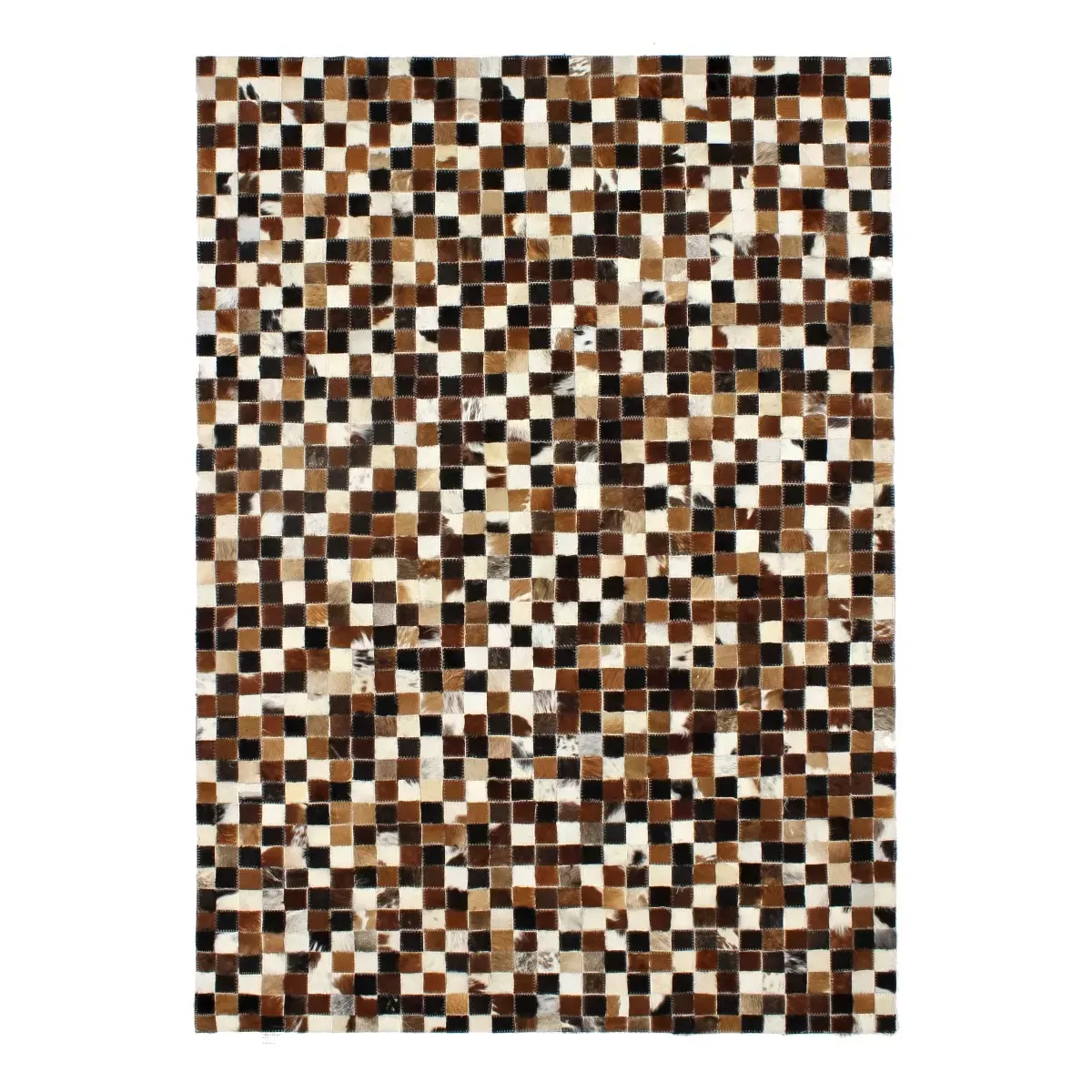 Tapis en cuir recyclé motif damier marron 160x230