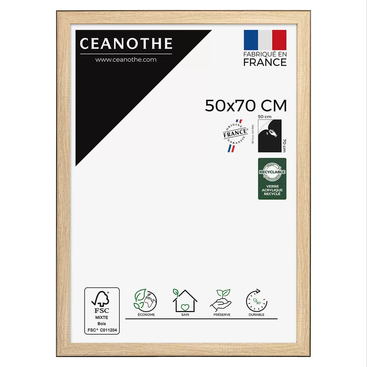 Cadre photo Newton bois noir 50x70 cm résine recyclée