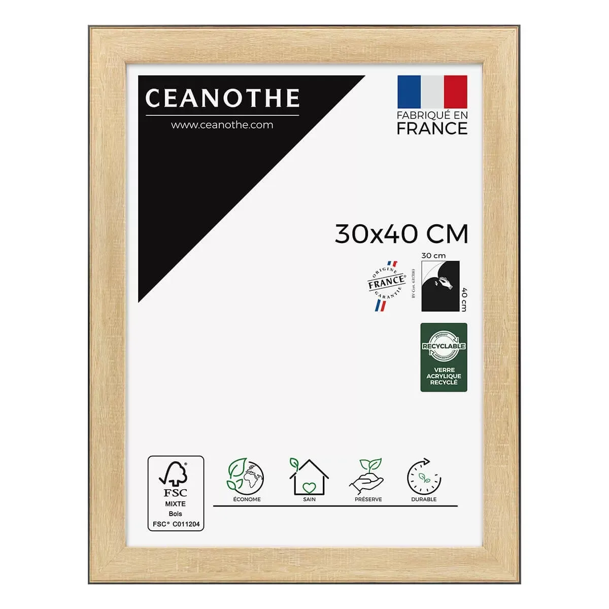 Cadre photo Newton bois noir 30x40 cm résine recyclée