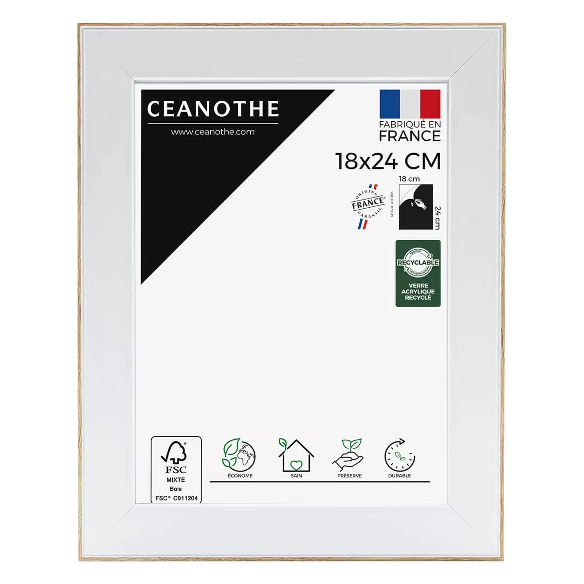 Cadre photo brut 18x24 cm résine recyclée