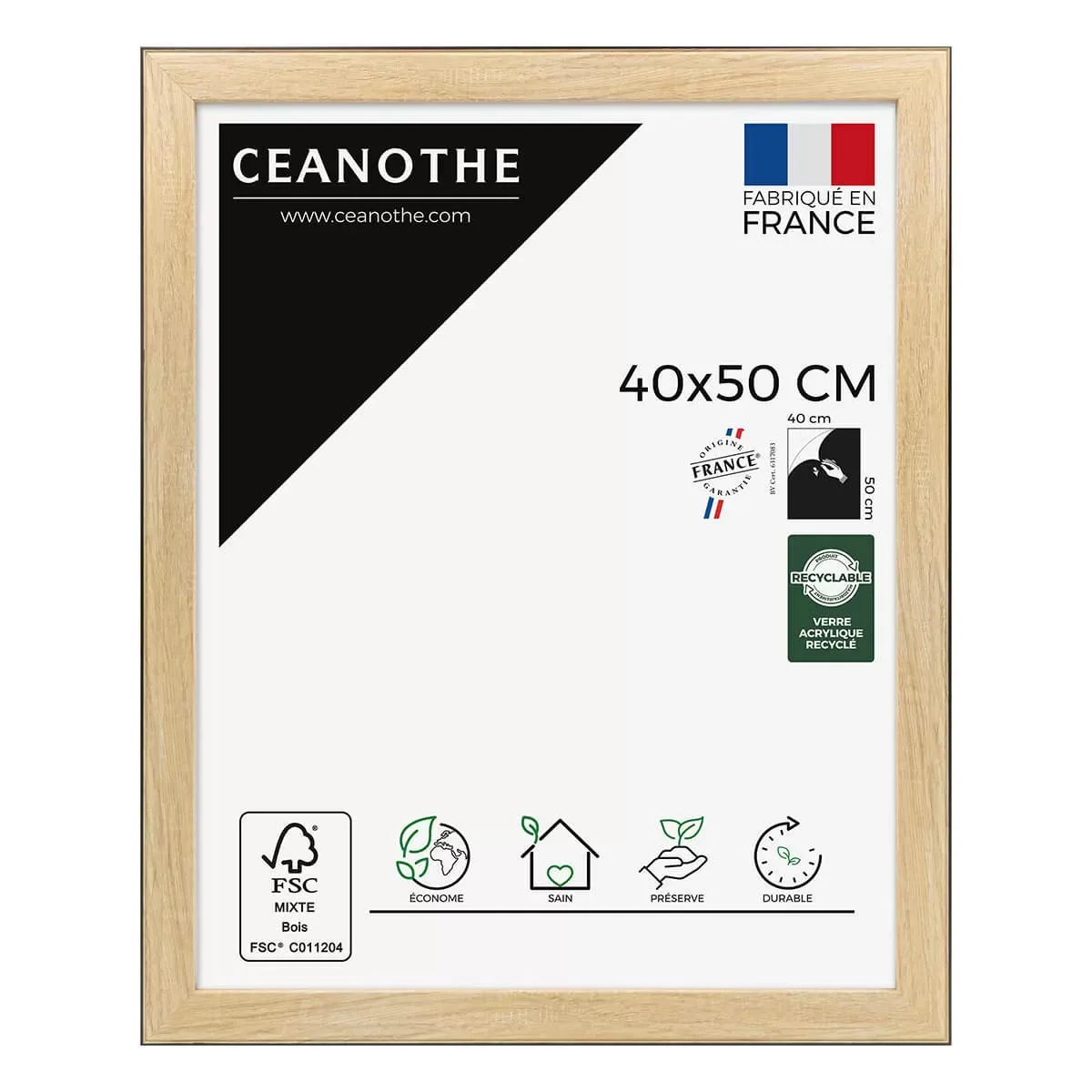 Cadre photo Newton bois noir 40x50 cm résine recyclée