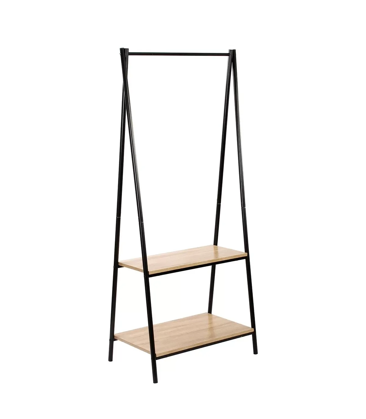 Portant 2 Étagères Style Industriel - Noir