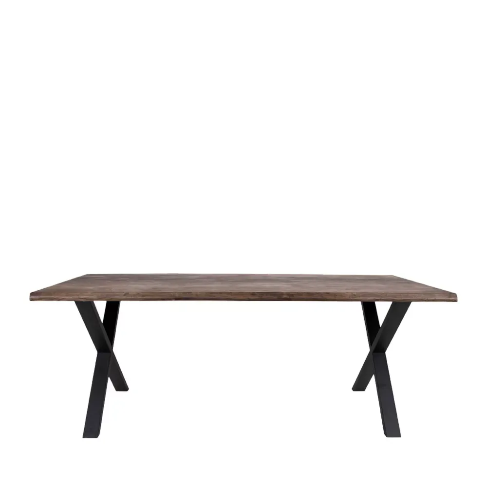 Table à manger 8 personnes en bois et métal - Bois foncé