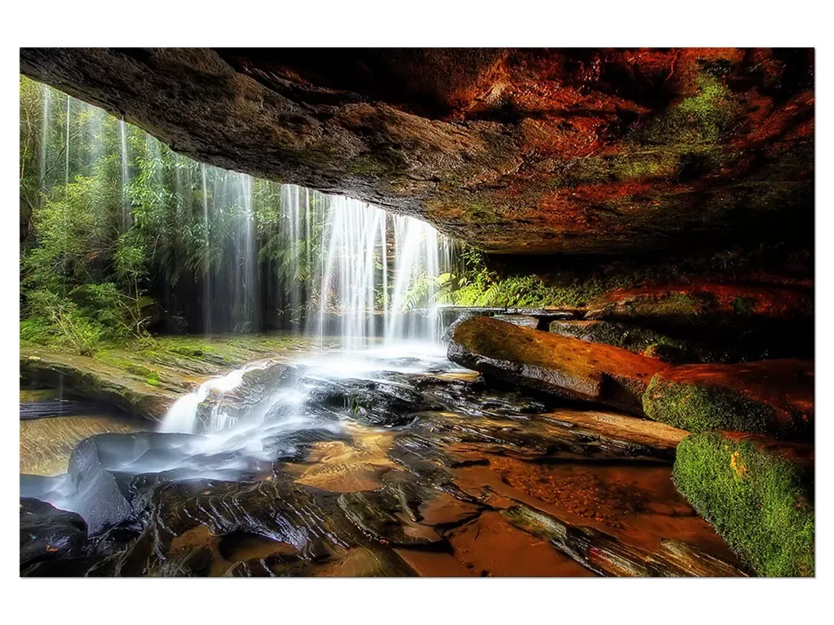 Tableau nature chute d'eau impression sur aluminium 120x80 cm