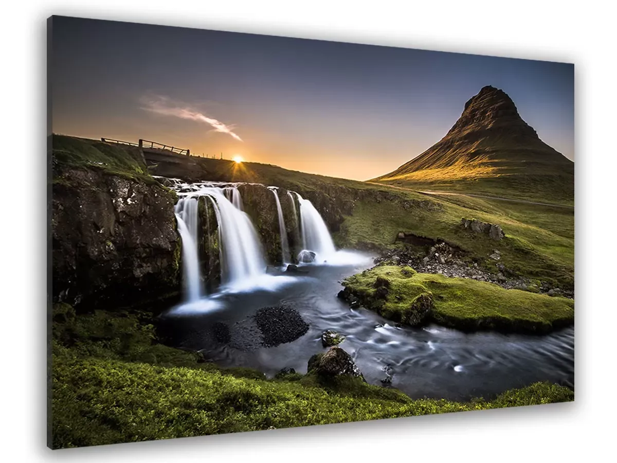 Tableau cascade o - kirkjufell islande toile imprimée 120x80 cm