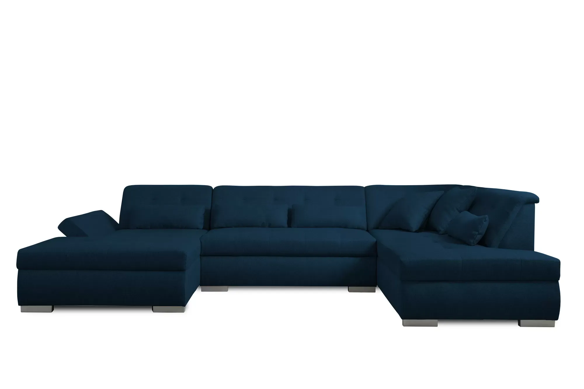 Canapé panoramique 7 places Angle droit en Tissu Bleu pétrole