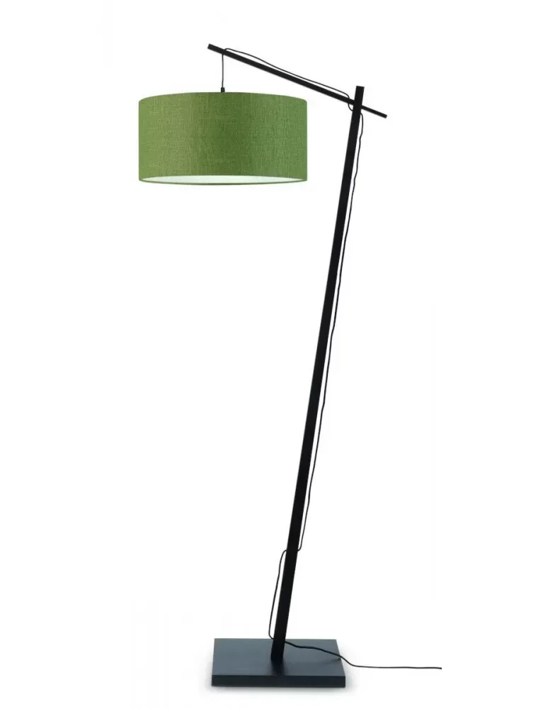 Lampadaire en bambou noir/lin H176cm