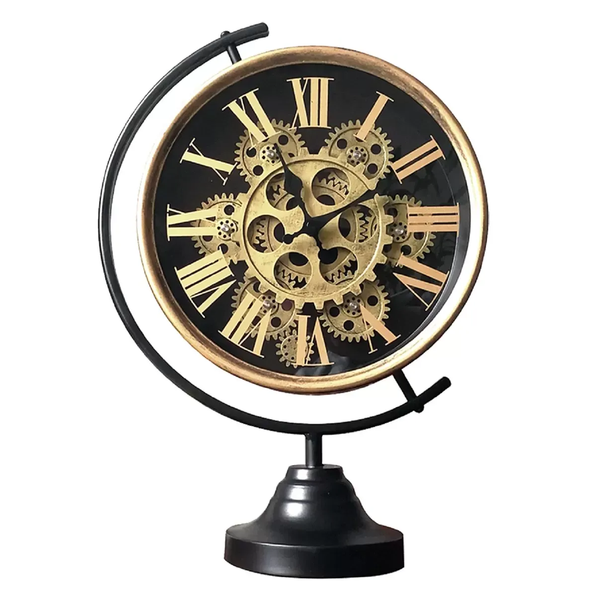 Horloge mécanisme sur pied en métal noir