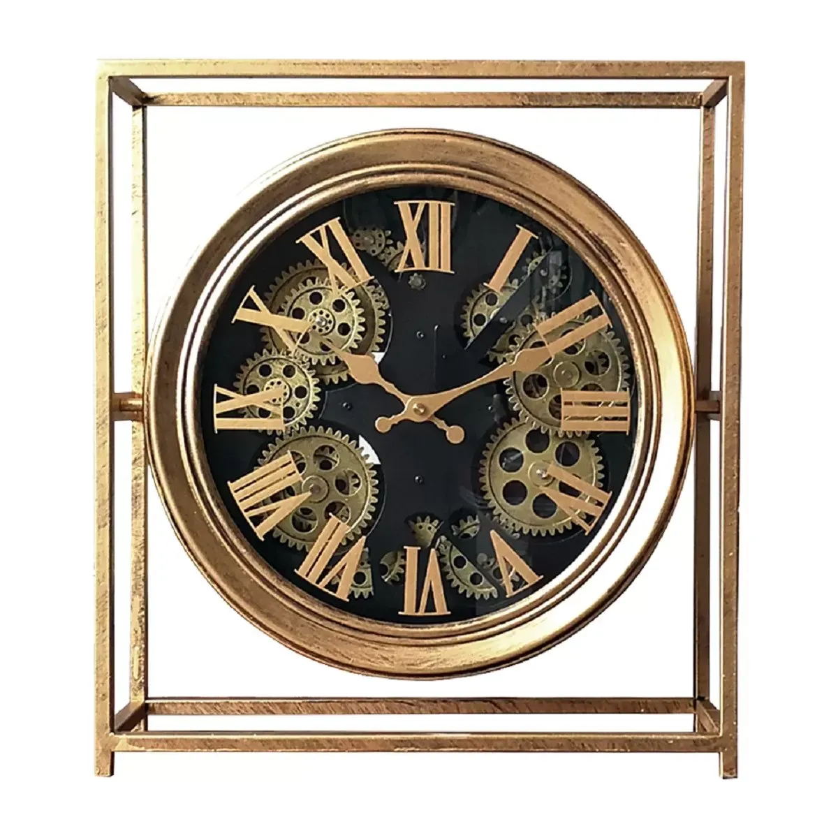 Horloge mécanisme carrée en métal noir