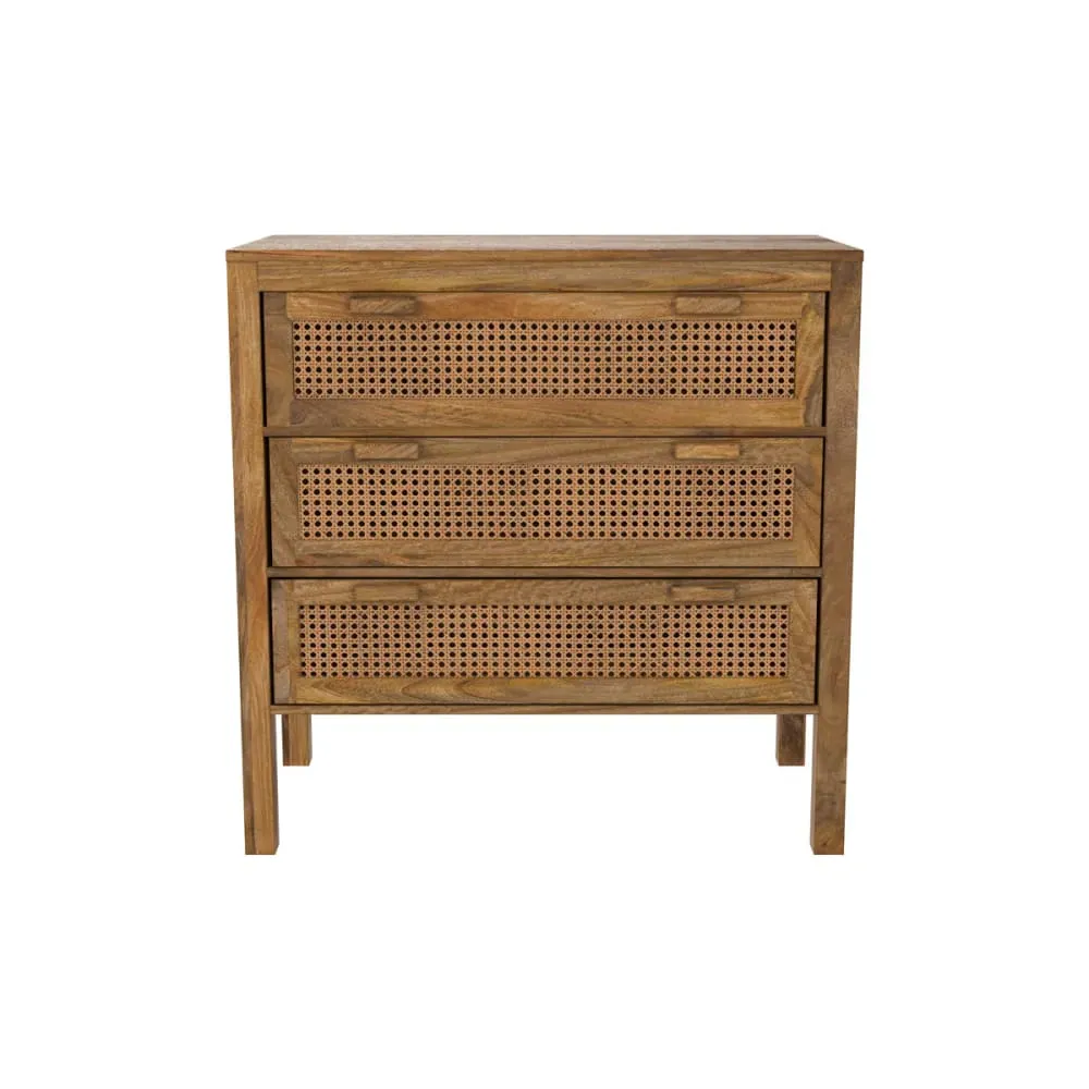 Commode en cannages et bois 3 tiroirs
