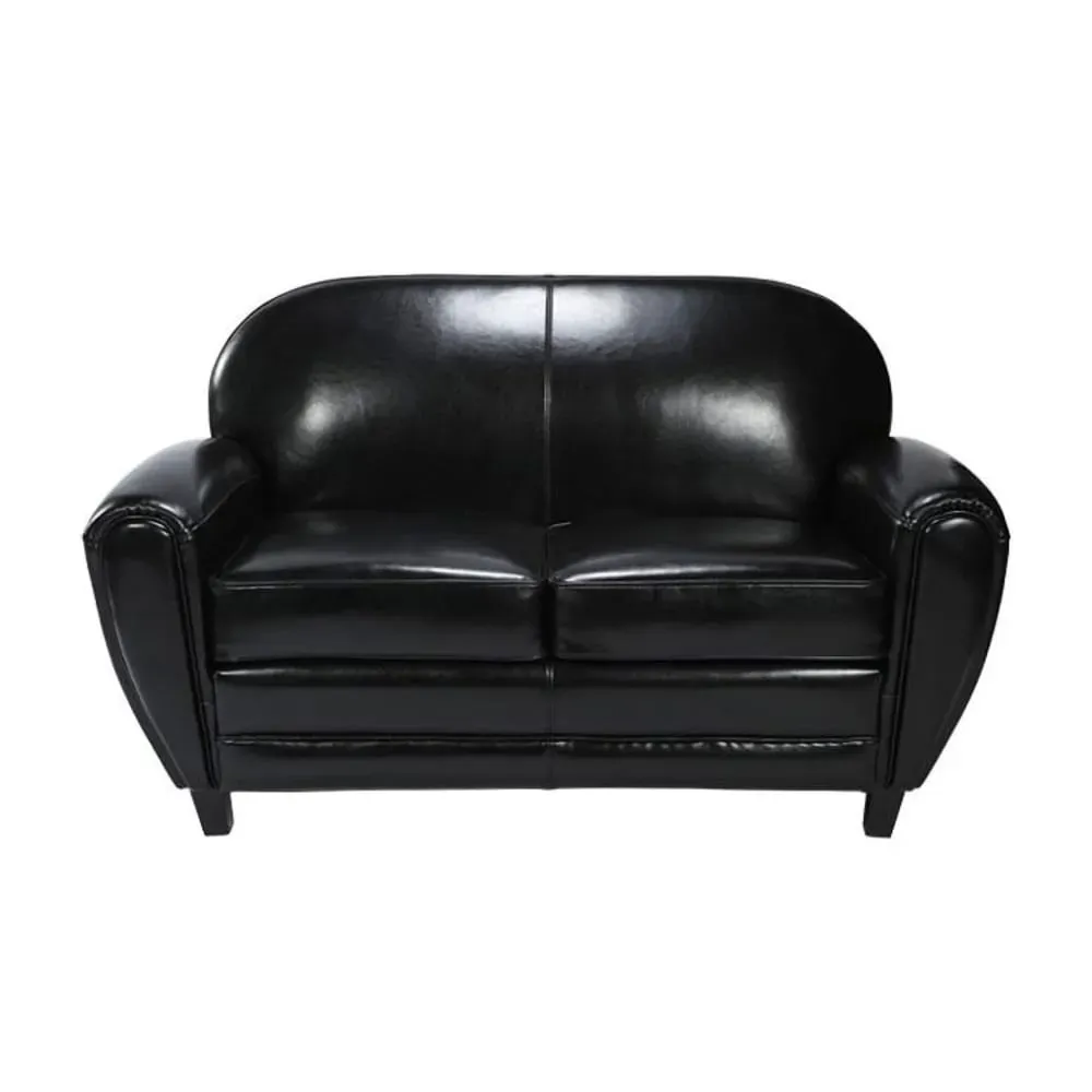 Canapé 2 places noir en croute de cuir enduite