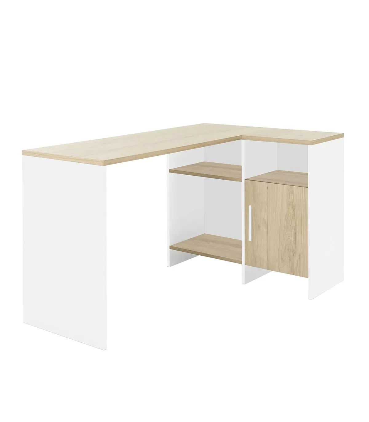 Bureau d'angle industriel avec 3 niches et 1 porte - Blanc