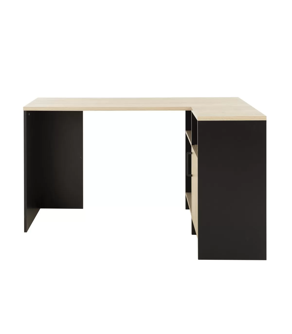 Bureau d'angle industriel avec 3 niches et 1 porte - Noir