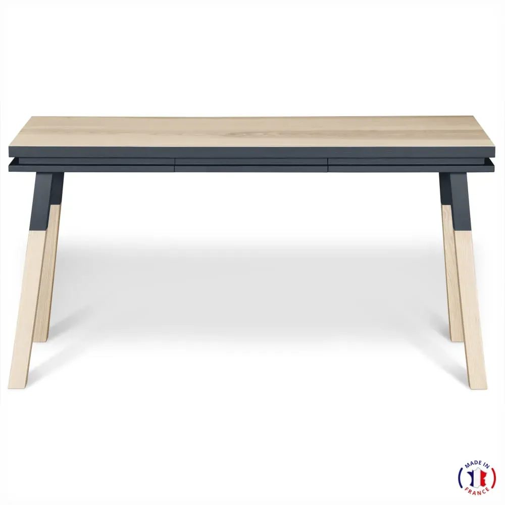 Bureau Console rectangulaire 140 cm, 100% frêne massif
