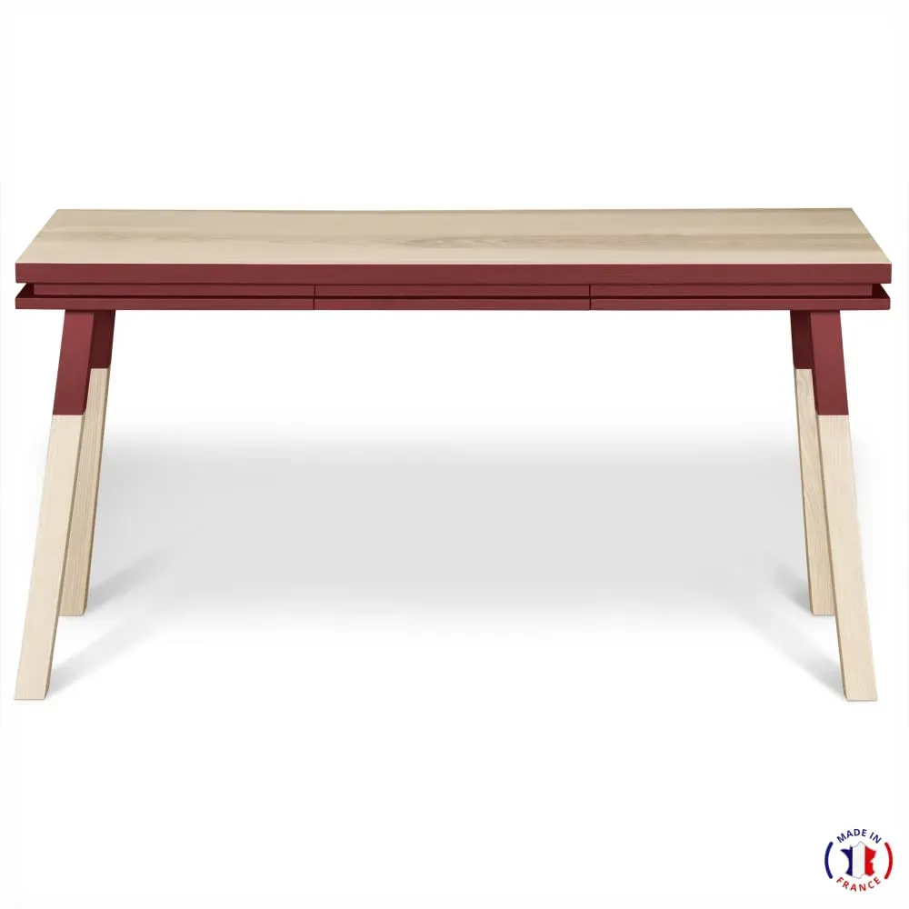 Bureau Console rectangulaire 140 cm, 100% frêne massif