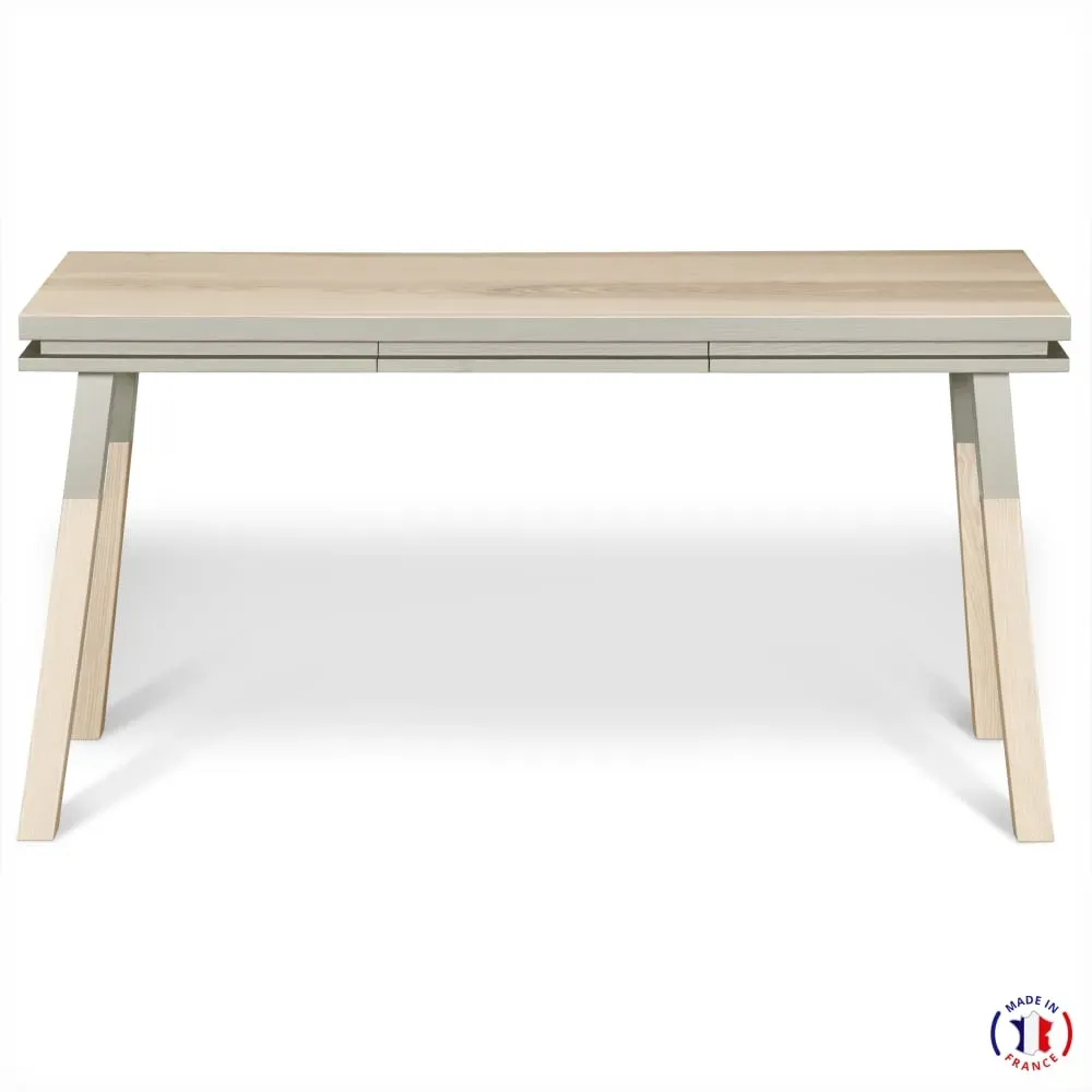 Bureau Console rectangulaire 140 cm, 100% frêne massif
